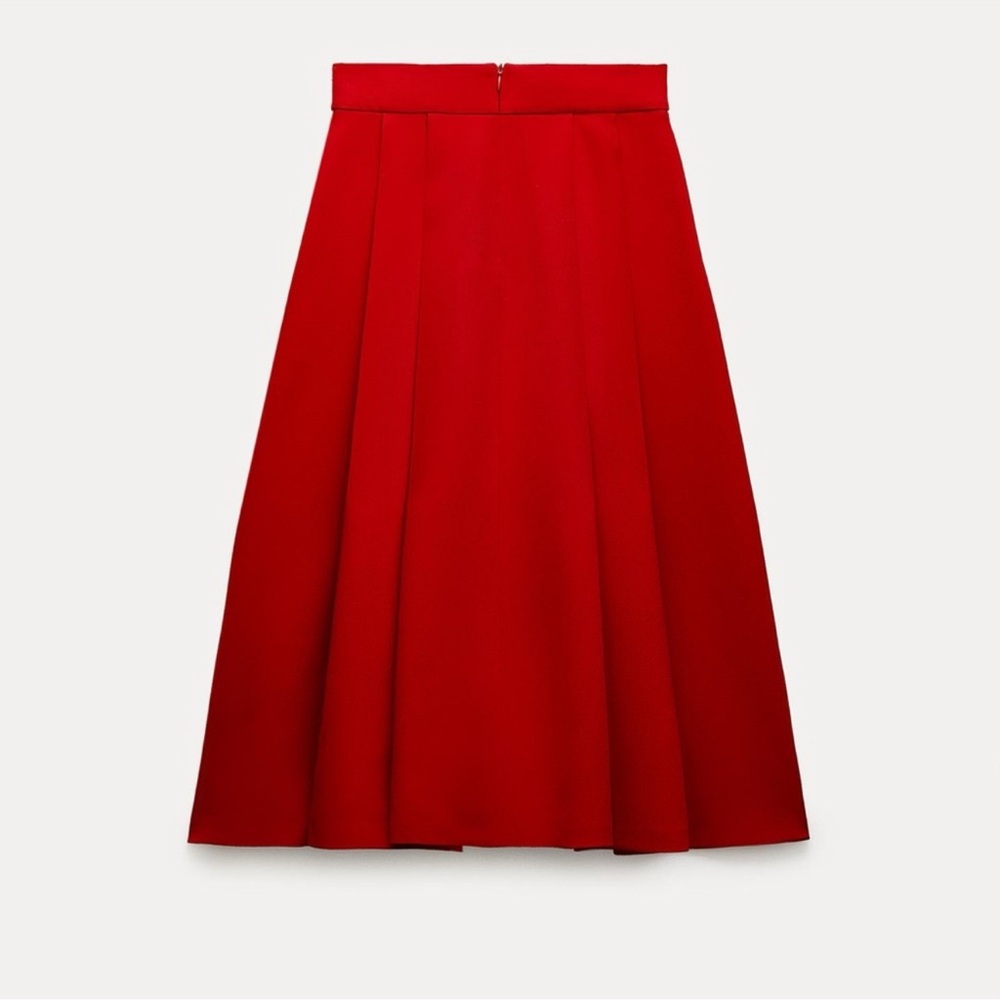 ZARA RED PLEATED CAPE SKIRT - Picture 5 of 14